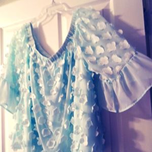 Adiva dressy aqua blouse worn once